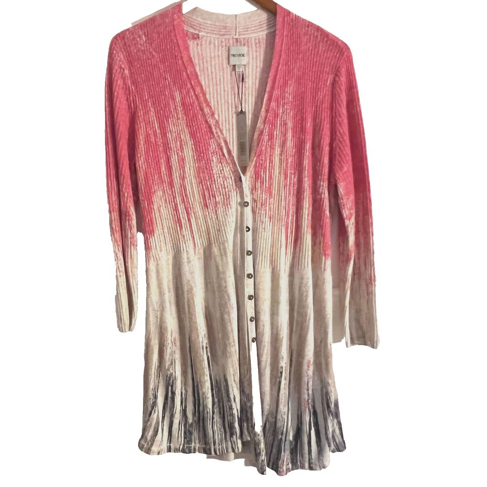 Nic & Zoe Cardigan Duster L Ombre Paintbrush Linen blend NWT